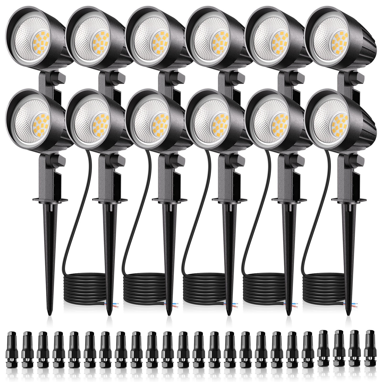 MEIKEE 7W 800LM Low Voltage Landscape Lighting, 12V 24V 2700K Warm White LED Landscape Lights IP66 Waterproof Outdoor Spot Lights for Garden Pathway Wall Tree Fence 2-Pack