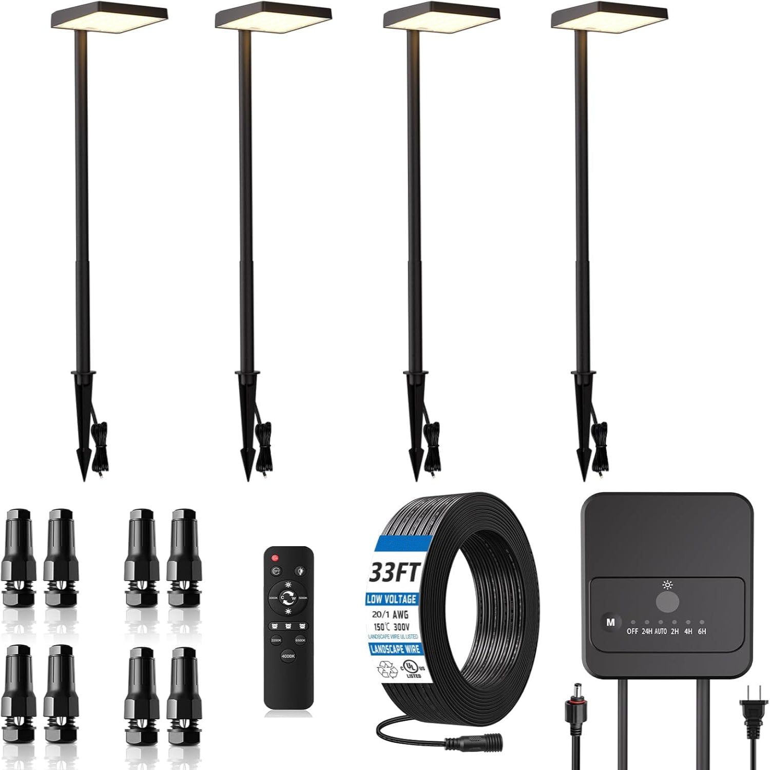 MEIKEE Low Voltage Landscape Lighting, All-in-one 6W LED Outdoor Pathway Lights Kit with Transformer and UL Listed Wire 5CCT IP66 Waterproof Landscape Lights for Walkway Garden Yard Patio(12 Pack)