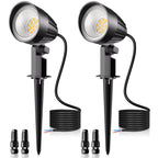 MEIKEE 7W 800LM Low Voltage Landscape Lighting, 12V 24V 2700K Warm White LED Landscape Lights IP66 Waterproof Outdoor Spot Lights for Garden Pathway Wall Tree Fence 2-Pack