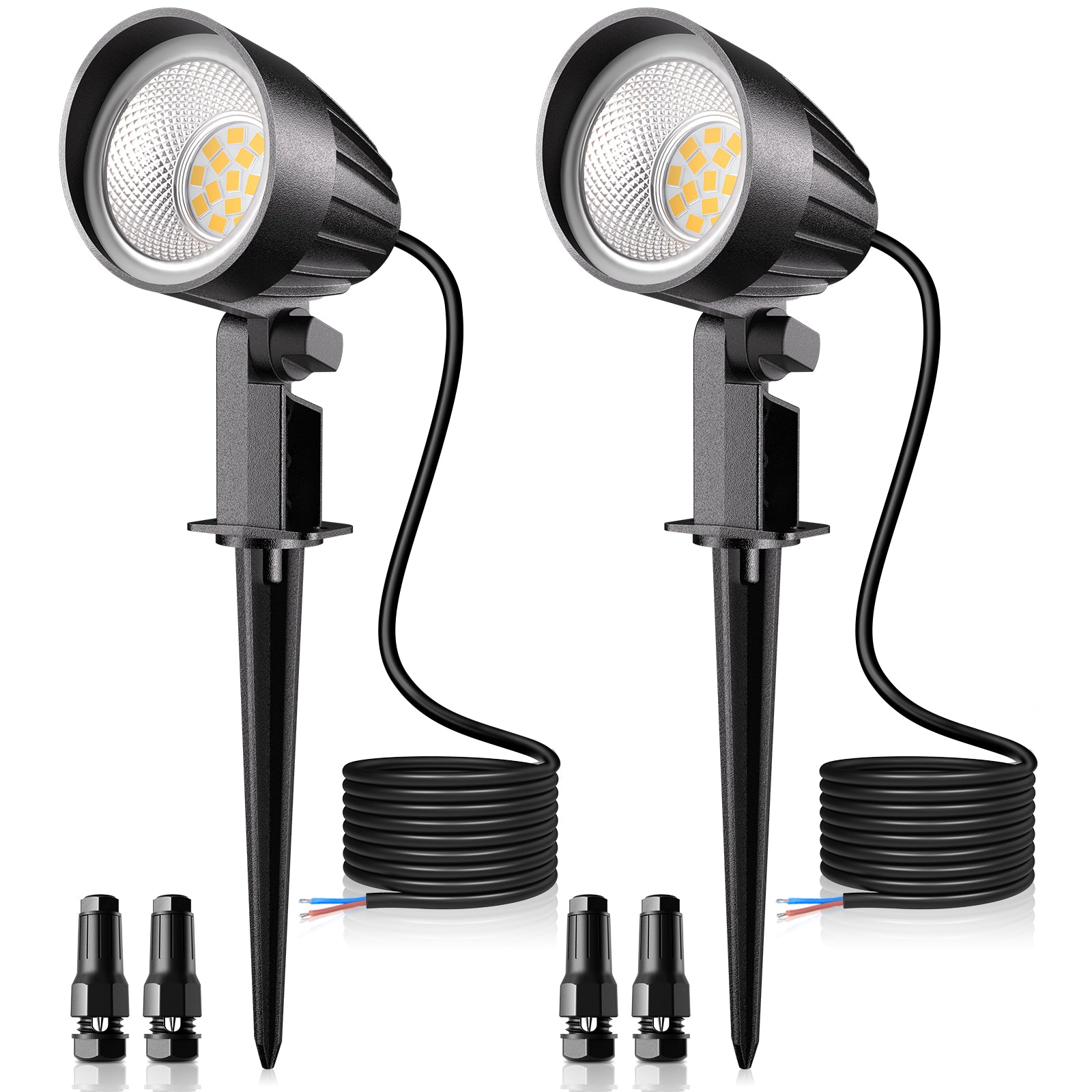 MEIKEE 7W 800LM Low Voltage Landscape Lighting, 12V 24V 2700K Warm White LED Landscape Lights IP66 Waterproof Outdoor Spot Lights for Garden Pathway Wall Tree Fence 2-Pack