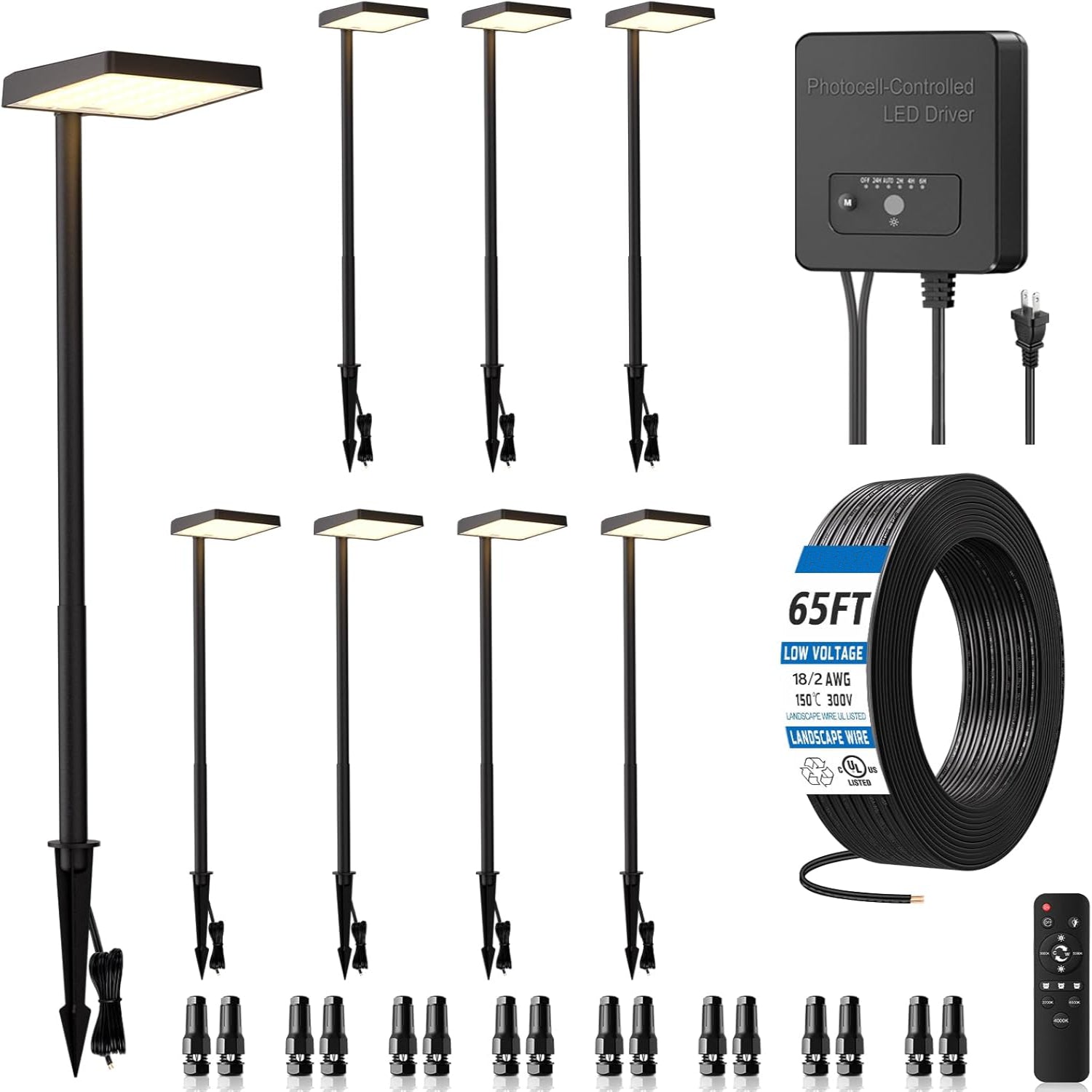 MEIKEE Low Voltage Landscape Lighting, All-in-one 6W LED Outdoor Pathway Lights Kit with Transformer and UL Listed Wire 5CCT IP66 Waterproof Landscape Lights for Walkway Garden Yard Patio(12 Pack)