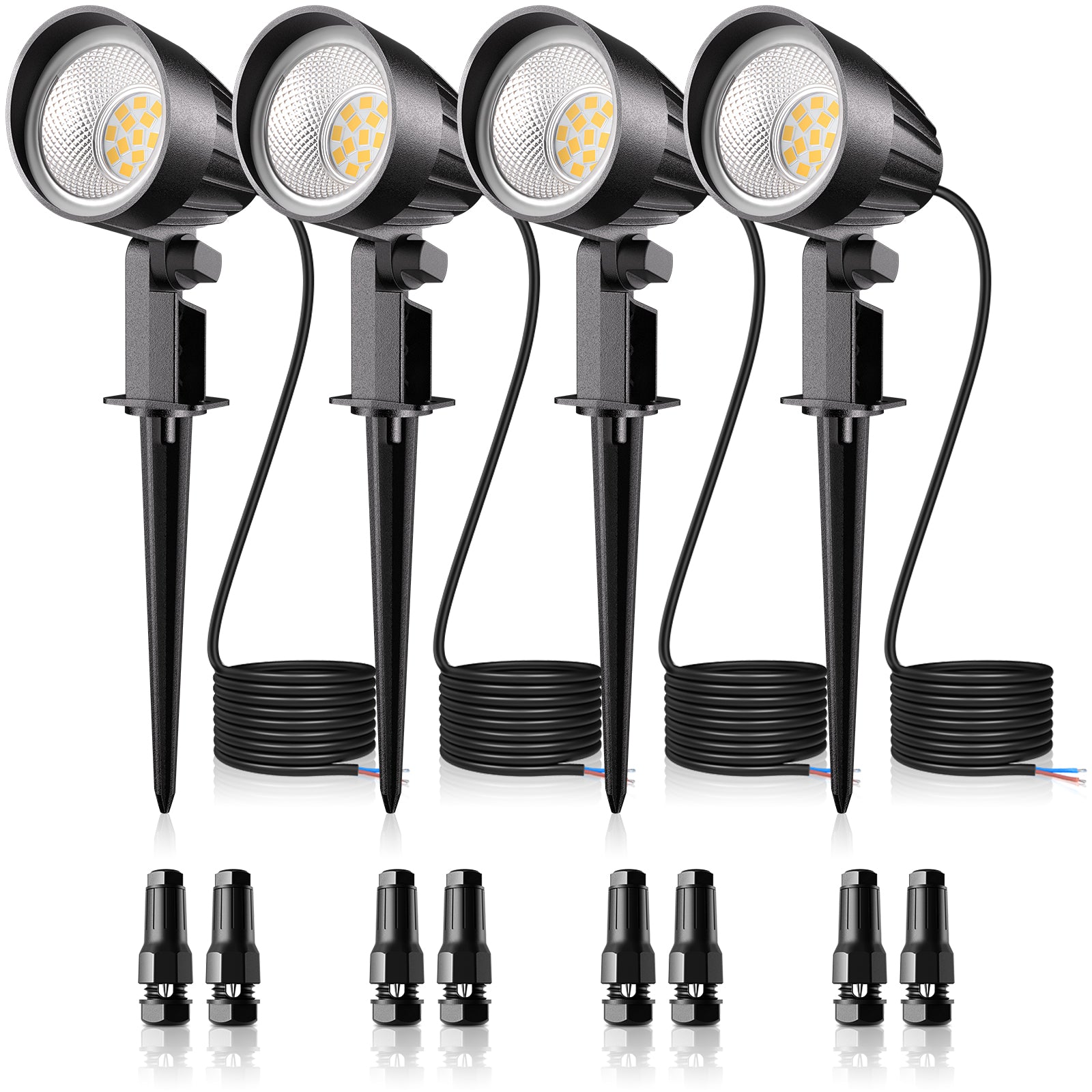 MEIKEE 7W 800LM Low Voltage Landscape Lighting, 12V 24V 2700K Warm White LED Landscape Lights IP66 Waterproof Outdoor Spot Lights for Garden Pathway Wall Tree Fence 2-Pack