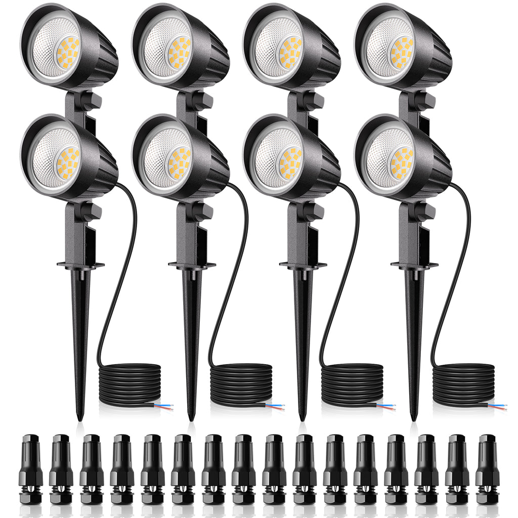 MEIKEE 7W 800LM Low Voltage Landscape Lighting, 12V 24V 2700K Warm White LED Landscape Lights IP66 Waterproof Outdoor Spot Lights for Garden Pathway Wall Tree Fence 2-Pack