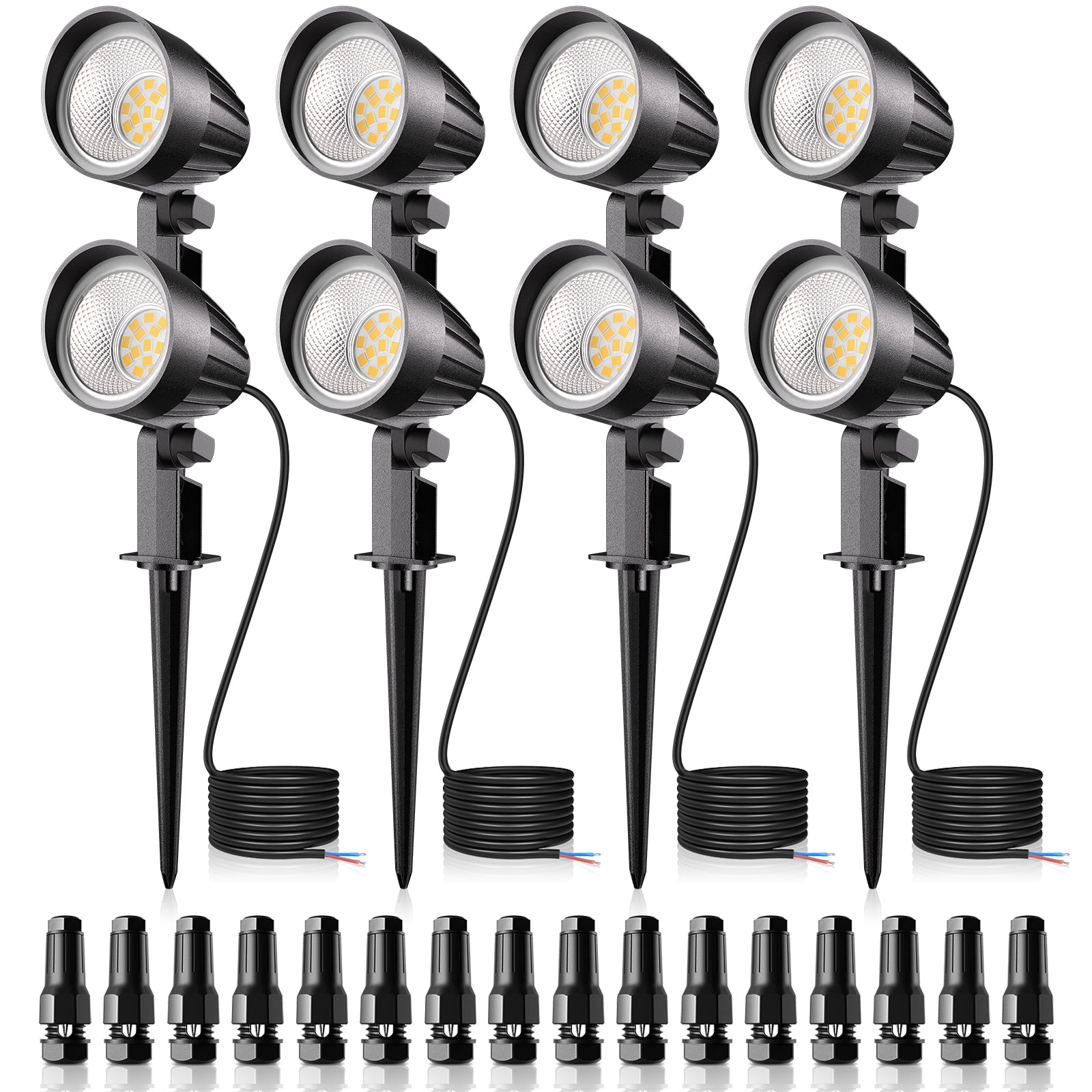 MEIKEE 7W 800LM Low Voltage Landscape Lighting, 12V 24V 2700K Warm White LED Landscape Lights IP66 Waterproof Outdoor Spot Lights for Garden Pathway Wall Tree Fence 2-Pack