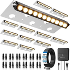 MEIKEE All-in-One Low Voltage Retaining Wall Lights Kit with Transformer, 3W 2700K Warm White Hardscape Step Lights, IP68 Waterproof Outdoor Fence Decor Lighting for Patio & Stairs