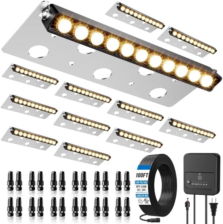 MEIKEE All-in-One Low Voltage Retaining Wall Lights Kit with Transformer, 3W 2700K Warm White Hardscape Step Lights, IP68 Waterproof Outdoor Fence Decor Lighting for Patio & Stairs