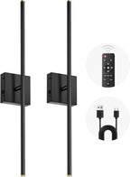 MEIKEE 2 Pack 28in Wireless Battery Wall Sconces, 10000mAh Rechargeable Remote Dimmable Wall Lights, 6 CCT 350° Rotatable Lamp for Bedroom Living Room Mirror Decor