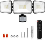 MEIKEE 70W 3-Head LED Motion Sensor Outdoor Security Light, 6580LM 6500K Dusk-to-Dawn IP66 Waterproof Motion Activated Flood Light for Entryway, Yard & Garage