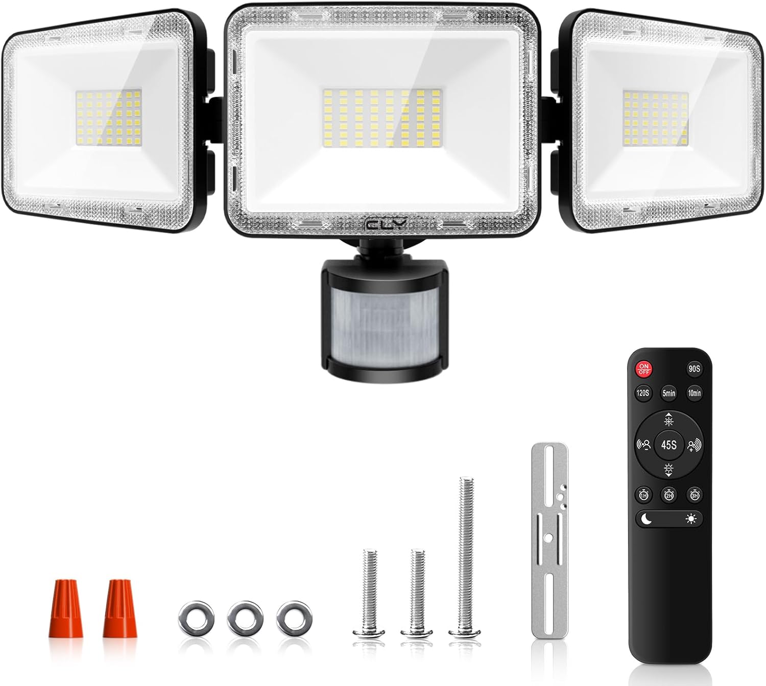 MEIKEE 70W 3-Head LED Motion Sensor Outdoor Security Light, 6580LM 6500K Dusk-to-Dawn IP66 Waterproof Motion Activated Flood Light for Entryway, Yard & Garage