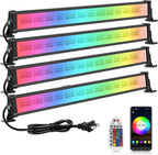MEIKEE 42W Wall Washer Lights, RGBCW Smart APP Waterproof Outdoor LED Strip Light Bar, RGB Color Changing Dimmable DJ Stage Lighting for Christmas Halloween Birthday Party 4 Pack