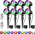 MEIKEE 15W RGB Color Changing Landscape Lighting 120V LED Landscape Lights with 4.9ft Cable IP66 Waterproof Outdoor Spot Lights for Garden Path Decoration