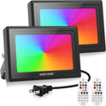 MEIKEE 60W RGB Flood Lights Outdoor, 6000LM Dimmable Color Changing LED Floodlights, IP66 Waterproof Wall Stage Lighting for Christmas Halloween Decorations 2-Pack