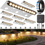 MEIKEE All-in-One Low Voltage Retaining Wall Lights Kit with Transformer, 3W 2700K Warm White Hardscape Step Lights, IP68 Waterproof Outdoor Fence Decor Lighting for Patio & Stairs