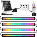 MEIKEE Solar RGBW LED Wall Washer Light 4 in 1, IP66 Waterproof Color Changing Solar Wall Strip Lights Bar with Remote, Flood Light for Outdoor Indoor Halloween Christmas Stage Lighting