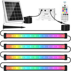 MEIKEE Solar RGBW LED Wall Washer Light 4 in 1, IP66 Waterproof Color Changing Solar Wall Strip Lights Bar with Remote, Flood Light for Outdoor Indoor Halloween Christmas Stage Lighting