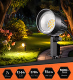 MEIKEE 7W 800LM Low Voltage Landscape Lighting, 12V 24V 2700K Warm White LED Landscape Lights IP66 Waterproof Outdoor Spot Lights for Garden Pathway Wall Tree Fence 2-Pack