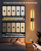 MEIKEE 2 Pack 28in Wireless Battery Wall Sconces, 10000mAh Rechargeable Remote Dimmable Wall Lights, 6 CCT 350° Rotatable Lamp for Bedroom Living Room Mirror Decor
