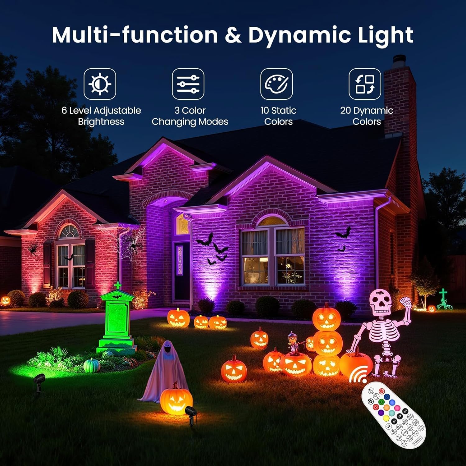 MEIKEE RGBW Low Voltage Landscape Lights Kit, 15W Color Changing Landscape Lights with Transformer 65FT UL-Listed Wire, Outdoor Spotlights IP66 Waterproof Remote Control for Holiday Yard Garden, 8Pack