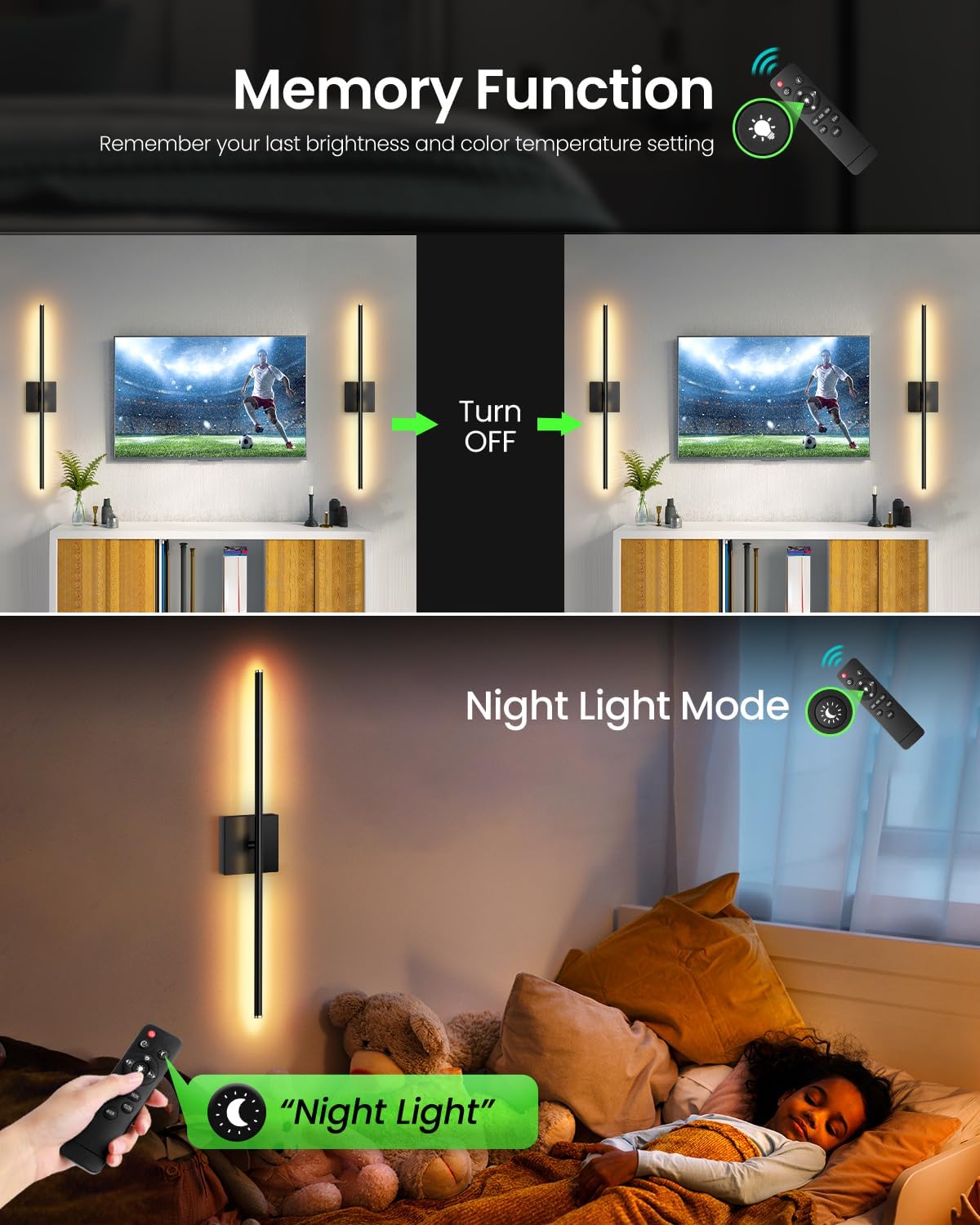 MEIKEE 2 Pack 28in Wireless Battery Wall Sconces, 10000mAh Rechargeable Remote Dimmable Wall Lights, 6 CCT 350° Rotatable Lamp for Bedroom Living Room Mirror Decor
