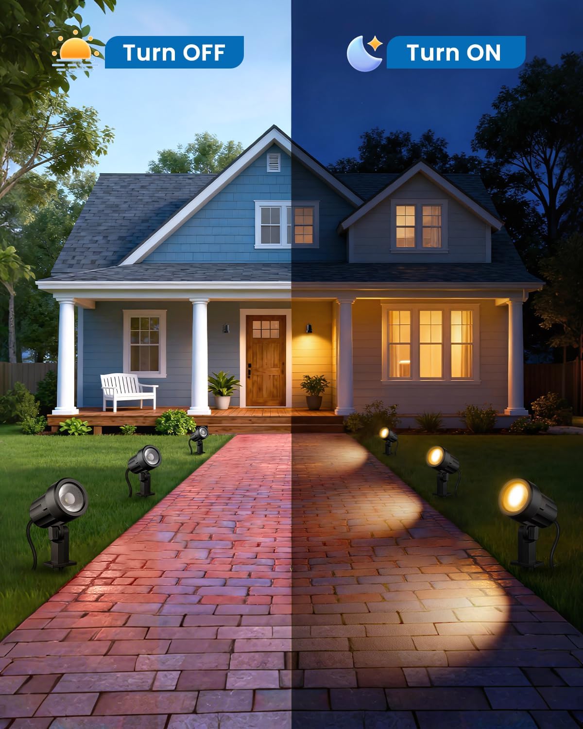 MEIKEE 4 Pack 3W Low Voltage LED Landscape Spotlights Kit with Connectors, 2700K Warm White IP Waterproof Outdoor Spot Lights for Trees, Garden, Yard & Pathways