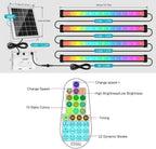 MEIKEE Solar RGBW LED Wall Washer Light 4 in 1, IP66 Waterproof Color Changing Solar Wall Strip Lights Bar with Remote, Flood Light for Outdoor Indoor Halloween Christmas Stage Lighting