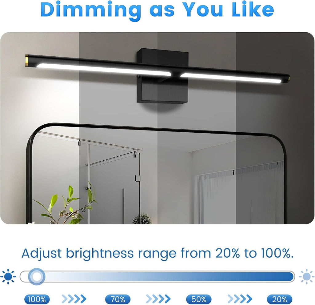 MEIKEE Modern Bathroom Vanity Light 40 inch, 22W Dimmable 6CCT Led Bathroom Light Fixture Over Mirror, Black Bar Vanity Light for Mirror FCC Certificated