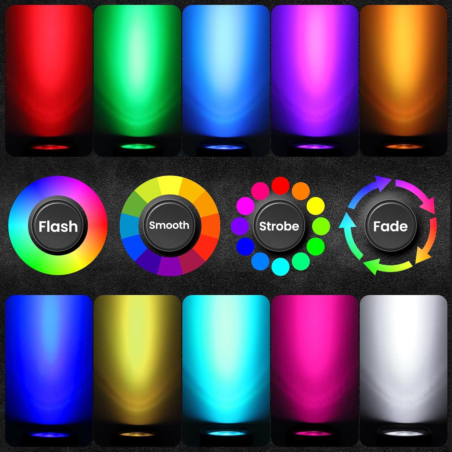 MEIKEE 2 Pack 20W RGB Color Changing Outdoor LED Spotlights, 120V Waterproof Landscape Lights with US 3-Prong Plug, Dimmable, Timer & Memory Function for Halloween Decor