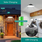 MEIKEE Solar Motion Sensor Pendant Lights with Remote Control, 2700K-6500K Dimmable Hanging Solar Shed Light with Timer & Memory Function, Indoor Outdoor Solar Lamp for Garage, Barn, Patio & Gazebo
