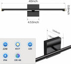 MEIKEE Modern Bathroom Vanity Light 40 inch, 22W Dimmable 6CCT Led Bathroom Light Fixture Over Mirror, Black Bar Vanity Light for Mirror FCC Certificated