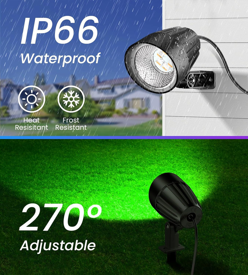 MEIKEE 15W RGB Color Changing Landscape Lighting 120V LED Landscape Lights with 4.9ft Cable IP66 Waterproof Outdoor Spot Lights for Garden Path Decoration