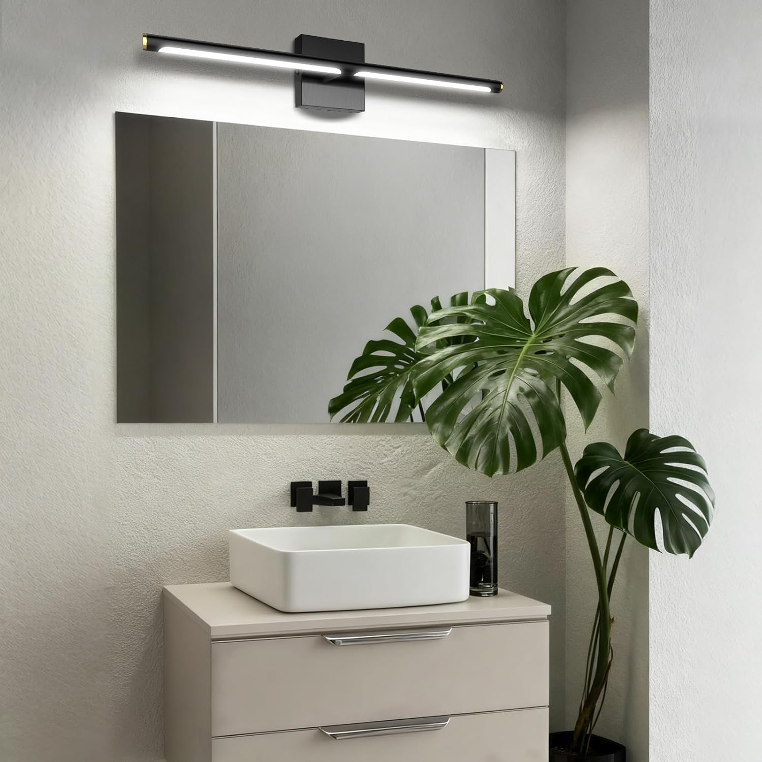 MEIKEE Modern Bathroom Vanity Light 40 inch, 22W Dimmable 6CCT Led Bathroom Light Fixture Over Mirror, Black Bar Vanity Light for Mirror FCC Certificated