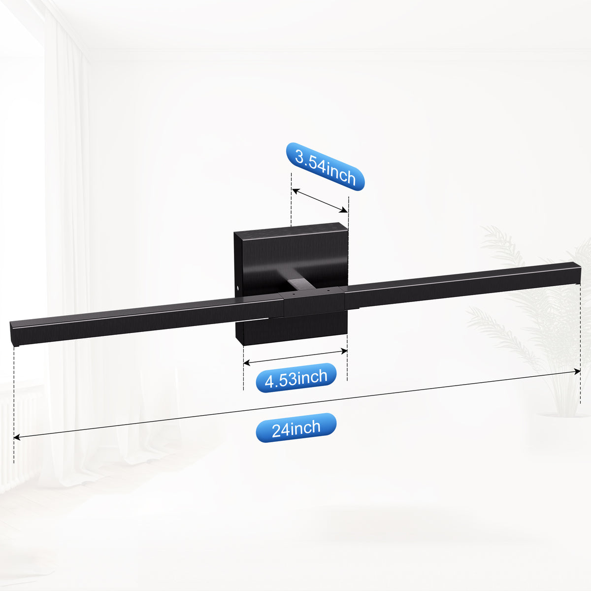 MEIKEE Bathroom Vanity Light 24‑in Modern Dimmable LED Wall Mount Mirror Light 350 Degree Rotatable Detachable Makeup Light With Remote Memory Function