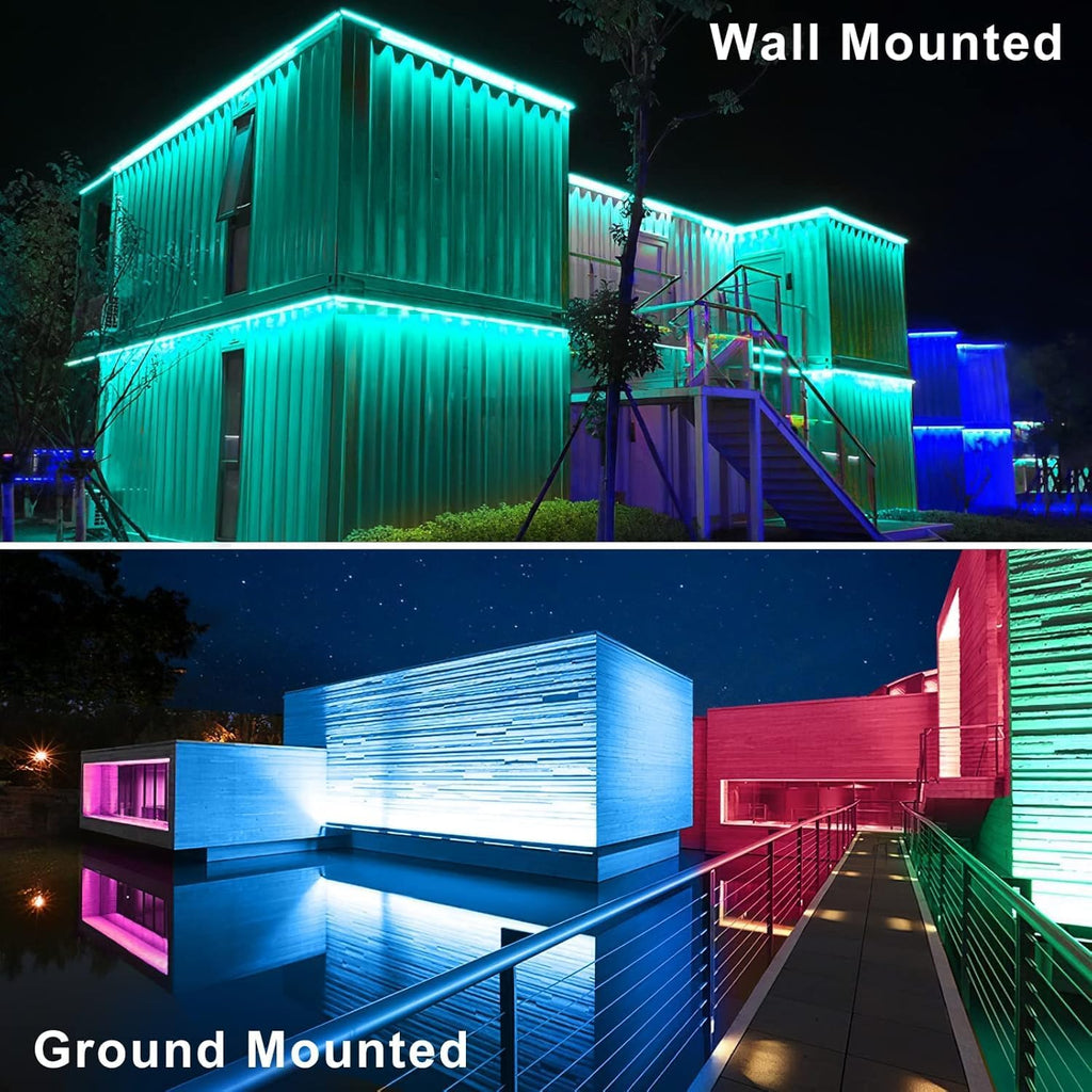 MEIKEE Solar RGBW LED Wall Washer Light 4 in 1, IP66 Waterproof Color Changing Solar Wall Strip Lights Bar with Remote, Flood Light for Outdoor Indoor Halloween Christmas Stage Lighting