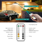 MEIKEE Solar Motion Sensor Pendant Lights with Remote Control, 2700K-6500K Dimmable Hanging Solar Shed Light with Timer & Memory Function, Indoor Outdoor Solar Lamp for Garage, Barn, Patio & Gazebo
