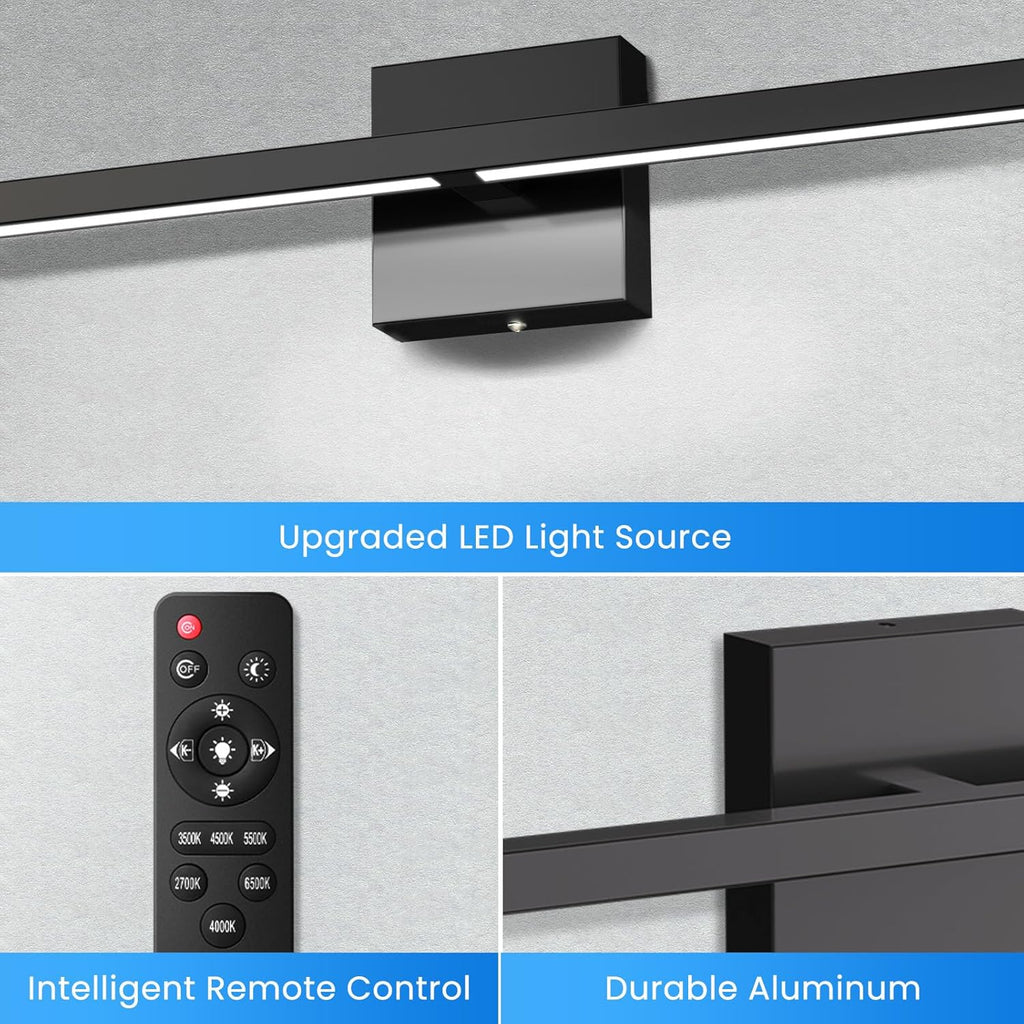 MEIKEE Modern Bathroom Vanity Light 40 inch, 22W Dimmable 6CCT Led Bathroom Light Fixture Over Mirror, Black Bar Vanity Light for Mirror FCC Certificated