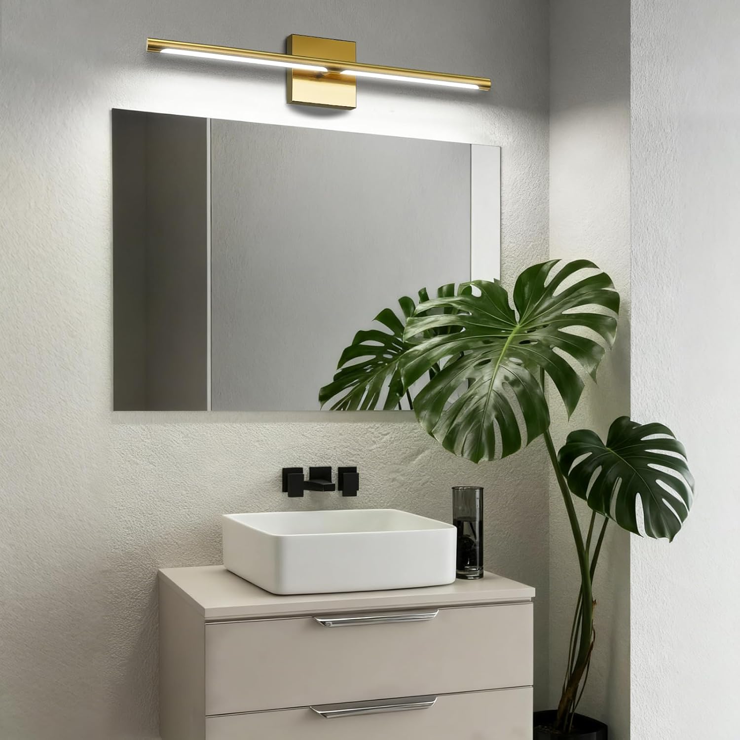 MEIKEE Modern Bathroom Vanity Light 32 inch, 20W Dimmable 6CCT Led Bathroom Light Fixture Over Mirror, Gold Bar Vanity Light for Mirror FCC Certificated, Classic Gold