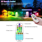 MEIKEE Solar 6 in 1 RGB Spotlights Outdoor Garden, 10 Colors 12 Modes Solar Garden Floodlight Landscape Spotlights IP66 Waterproof 59.06ft Cable Spike Light for Lawn, Patio, Balcony