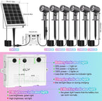 MEIKEE Solar 6 in 1 RGB Spotlights Outdoor Garden, 10 Colors 12 Modes Solar Garden Floodlight Landscape Spotlights IP66 Waterproof 59.06ft Cable Spike Light for Lawn, Patio, Balcony