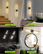 MEIKEE 2 Pack 28in Wireless Battery Wall Sconces, 10000mAh Rechargeable Remote Dimmable Wall Lights, 6 CCT 350° Rotatable Lamp for Bedroom Living Room Mirror Decor