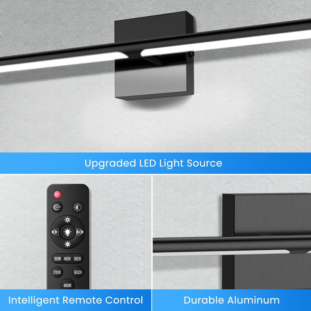 MEIKEE Modern Bathroom Vanity Light 40 inch, 22W Dimmable 6CCT Led Bathroom Light Fixture Over Mirror, Black Bar Vanity Light for Mirror FCC Certificated