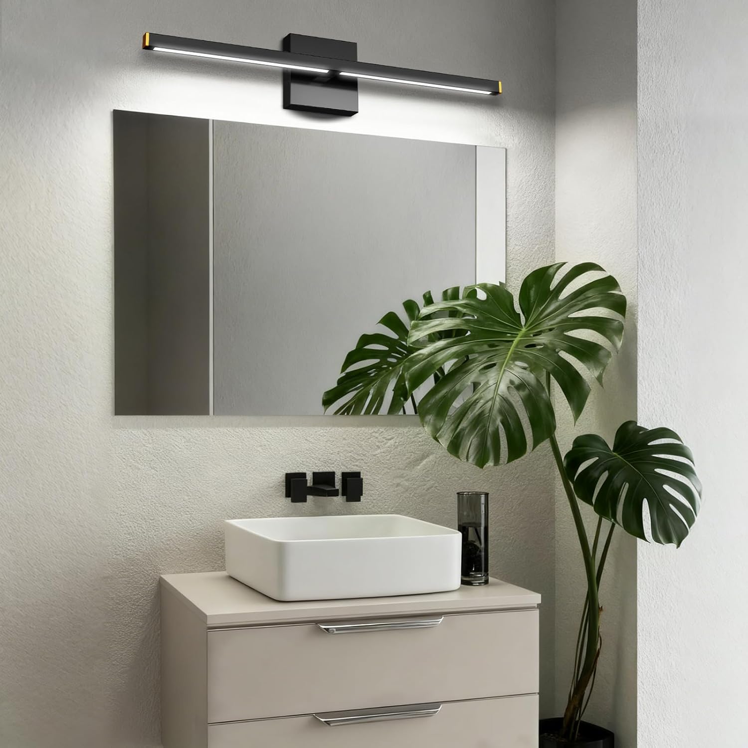 MEIKEE Modern Bathroom Vanity Light 40 inch, 22W Dimmable 6CCT Led Bathroom Light Fixture Over Mirror, Black Bar Vanity Light for Mirror FCC Certificated
