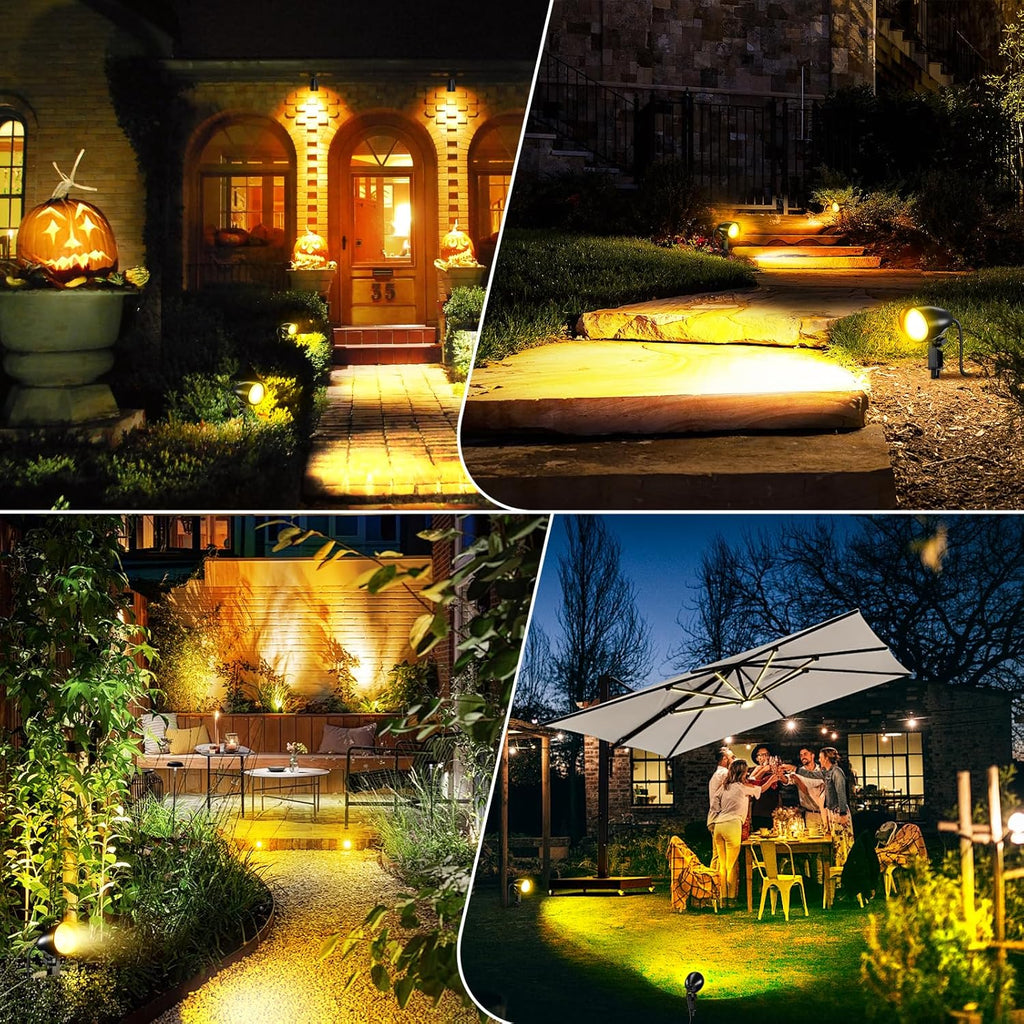 MEIKEE 20W Outdoor LED Landscape Lighting Spot Lights Outdoor 1880LM IP66 Waterproof Landscape Lights for Pathway Patio Yard Lawn Decorative 120V US 3-Plug 2 Packs
