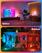 MEIKEE 60W RGB Flood Lights Outdoor, 6000LM Dimmable Color Changing LED Floodlights, IP66 Waterproof Wall Stage Lighting for Christmas Halloween Decorations 2-Pack