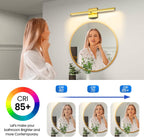 MEIKEE Modern Bathroom Vanity Light 32 inch, 20W Dimmable 6CCT Led Bathroom Light Fixture Over Mirror, Gold Bar Vanity Light for Mirror FCC Certificated, Classic Gold