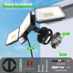 MEIKEE 70W 3-Head LED Motion Sensor Outdoor Security Light, 6580LM 6500K Dusk-to-Dawn IP66 Waterproof Motion Activated Flood Light for Entryway, Yard & Garage