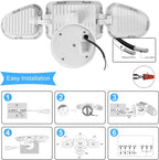 MEIKEE 42W LED Security Lights Motion Sensor Light Outdoor Flood Light, 3600LM 6500K IP66 Waterproof, 3 Adjustable Heads Motion Detector Lights for Outside Garage Yard Garden Porch Entryways