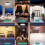 MEIKEE Solar Motion Sensor Pendant Lights with Remote Control, 2700K-6500K Dimmable Hanging Solar Shed Light with Timer & Memory Function, Indoor Outdoor Solar Lamp for Garage, Barn, Patio & Gazebo
