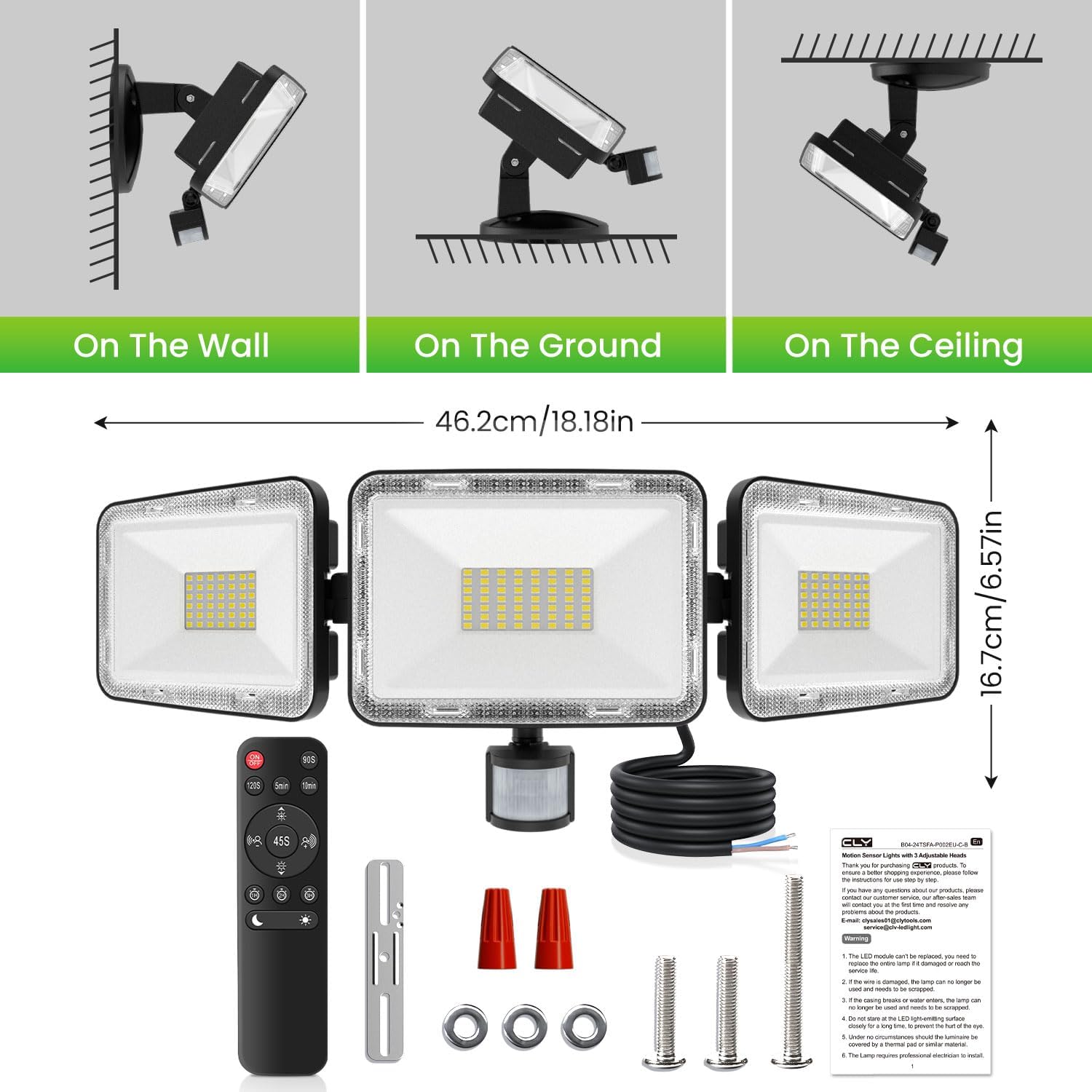 MEIKEE 70W 3-Head LED Motion Sensor Outdoor Security Light, 6580LM 6500K Dusk-to-Dawn IP66 Waterproof Motion Activated Flood Light for Entryway, Yard & Garage