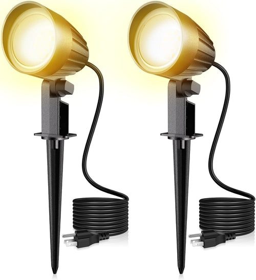 MEIKEE 12W Landscape Lighting, 120V 2700K Warm White LED Garden Lights, IP66 Waterproof Outdoor Landscape Spot Lights with US Plug for Wall Tree Fence Yard Path (2 Pack)