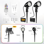 MEIKEE 20W Outdoor LED Landscape Lighting Spot Lights Outdoor 1880LM IP66 Waterproof Landscape Lights for Pathway Patio Yard Lawn Decorative 120V US 3-Plug 2 Packs